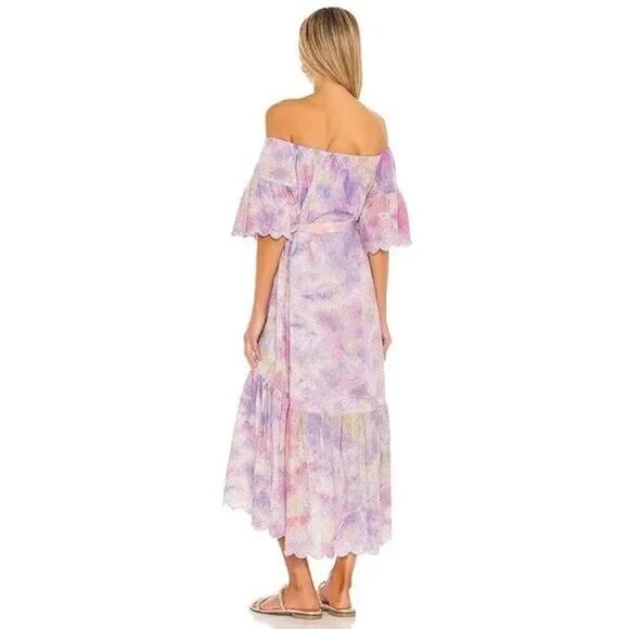 Sundress Revolve Dress Womens One Size NWT Sandra Eyelet Tie and Dye Belted Midi - Picture 2 of 10